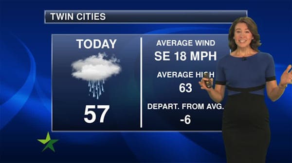 Saturday morning forecast: Rainy and breezy, with a high of 57