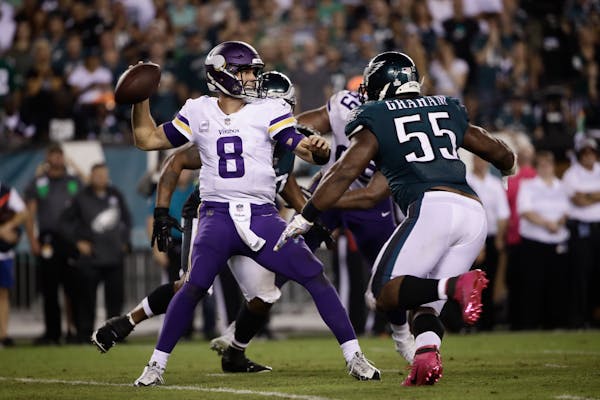 Kirk Cousins in action during the second half against Philadelphia on Oct. 7, 2018