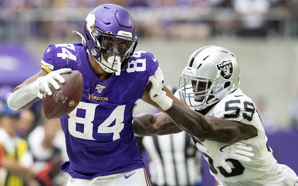 Irv Smith Jr. had three catches for 60 yards on Sunday, one of the most productive days for a rookie tight end in Vikings history.
