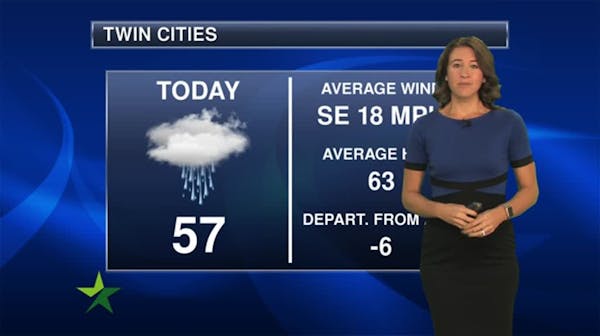Saturday afternoon forecast: Windy, lingering showers with a high of 57