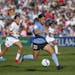 Chicago Red Stars forward Sam Kerr looks to score against the Portland Thorns during the first half of an NWSL playoff semifinal Oct. 20 in Bridgeview