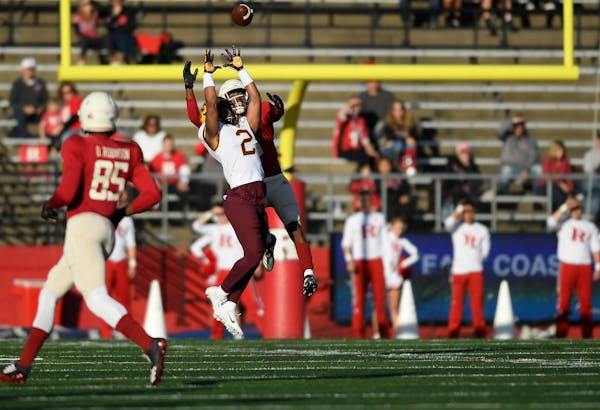 Gophers defensive back Phillip Howard intercepted a pass intended for Rutgers wide receiver Shameen Jones last week during the second quarter.