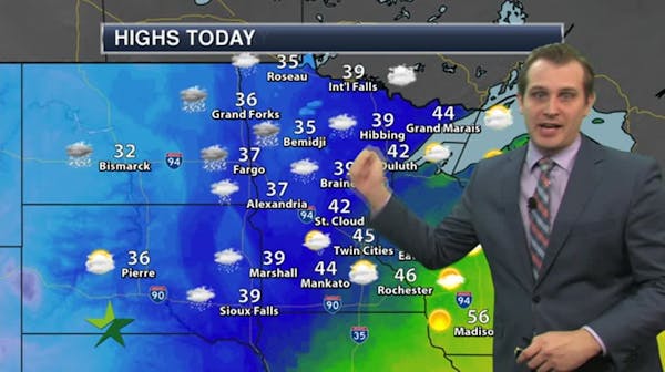Afternoon forecast: Mostly cloudy, high 45