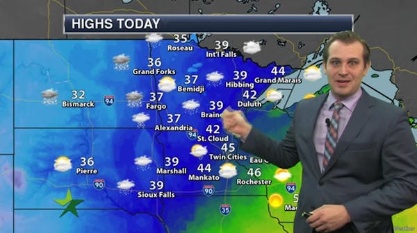 Morning forecast: Mostly cloudy, high 45