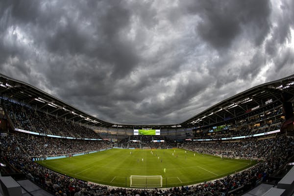 Clouds gathered over Allianz Field in St. Paul as the Minnesota United took on Hertha Berlin in a friendly in May.