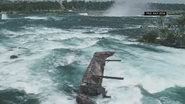 Historic barge stuck above Niagara Falls shifts