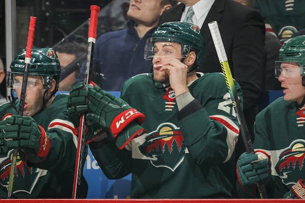 Wild defenseman Carson Soucy used smelling salts during Saturday's game vs. Los Angeles.