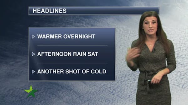 Evening forecast: Low of 28; cloud cover comes with a warmup