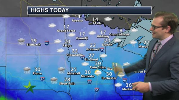 Morning forecast: Cloudy, high 30; getting cold tonight