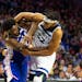 The 76ers' Joel Embiid, left, fought with the Wolves' Karl-Anthony Towns on Oct. 30 in Philadelphia, resulting in both stars getting ejected.
