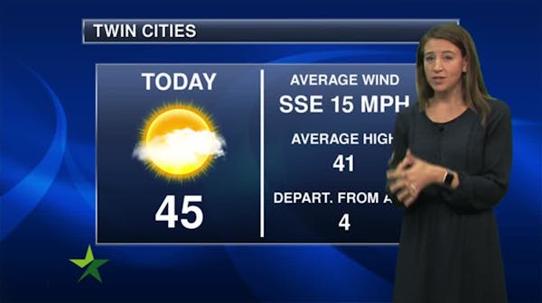 Afternoon forecast: Partly sunny, windy, with a high of 43; wintry mix overnight