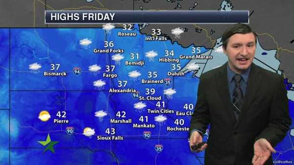 Afternoon forecast: High of 41, with a chance of snow overnight
