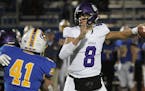 Buffalo senior quarterback Aidan Bouman threw two touchdown passes to help lead the Bison to a 17-14 upset over St. Michael-Albertville last Friday. P