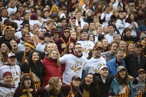 The Gophers student section cheered for the team before their game against Illinois in early October.