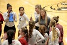 North St. Paul coach Stephanie Blanda instructs her players during their section final victory over Stillwater. Don't be surprised if you see Blanda a