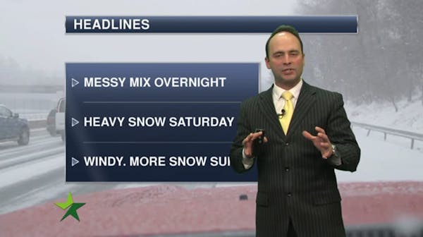 Evening forecast: Low of 32; some sleet and rain along with snow tonight