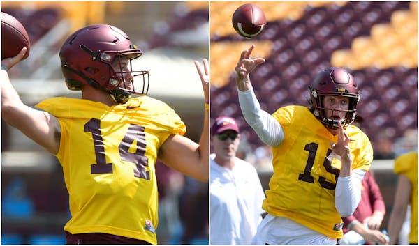 Cole Kramer, left, and Jacob Clark each possess skill sets that could benefit the Gophers if either are called upon.