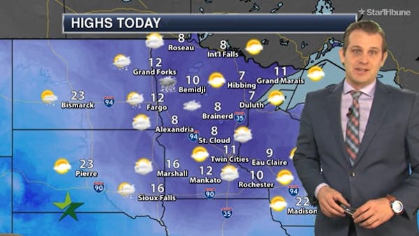 Morning forecast: Mostly cloudy and chilly, high 11