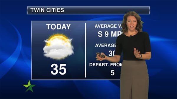 Morning forecast: High of 35, with snow late Sunday and then very cold