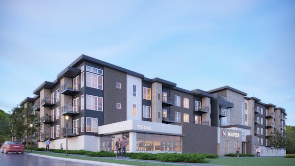 Rendering of Maven Apartments, a $23 million complex being built by Roers Cos in Burnsville.