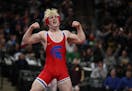 Ryan Sokol of Simley defeated Charlie Pickell of Mankato West in their class 2A 132 lb. weight division match. ] Shari L. Gross • shari.gross@startr