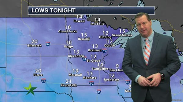 Evening forecast: Low of 18, with patchy clouds and brief warmup ahead