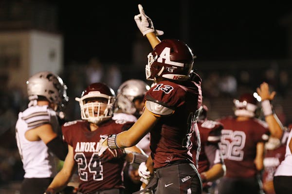 Anoka linebacker Cody Lindenberg (13) was not standing out enough. So he went to a football camp in St. Louis. He will sign with the Gophers on Wednes