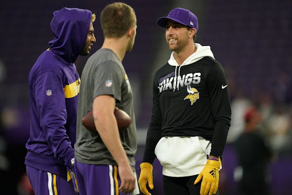 Vikings wide receiver Adam Thielen wore street clothes during warmups and sat out the game Oct. 24 vs. Washington.