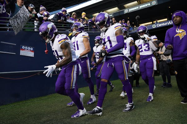 Vikings running back Ameer Abdullah (31) took the field ahead of Monday night's game against the Seahawks in Seattle.