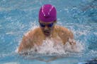 Hayden Zheng of St. Louis Park competed in the 100 yard breaststroke in the 2019 state meet at the University of Minnesota.