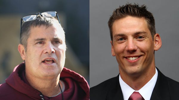 With Kirk Ciarrocca (left) leaving for a job at Penn State, Matt Simon will become the Gophers' interim offensive coordinator for their Outback Bowl g