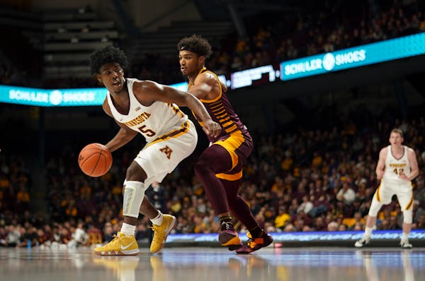 Guard Marcus Carr, shown here vs. Central Michigan last month, has scored 24 and 35 points in the Gophers’ past two home games — wins vs. Clemson 