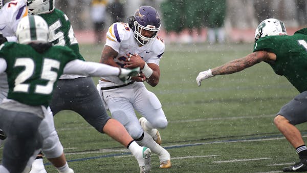 Minnesota State Mankato running back Nate Gunn took a handoff during last weekend's NCAA Division II semifinal at Slippery Rock, when he ran 15 times 