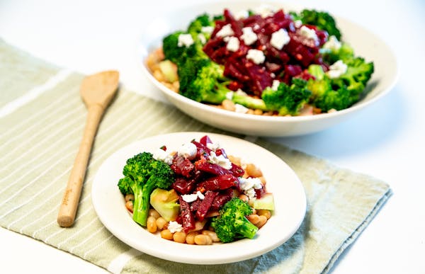 Recipe: Warm White Bean and Broccoli Salad With Balsamic Beets