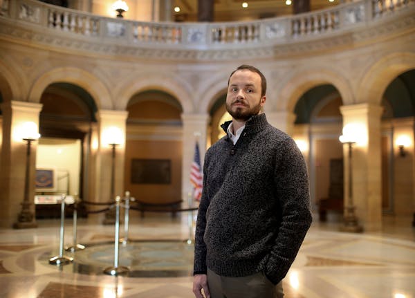 Sean Fahnhorst, a state of Minnesota budget officer with a nonpartisan position, in the State Capitol rotunda Thursday, Jan. 16, 2020.