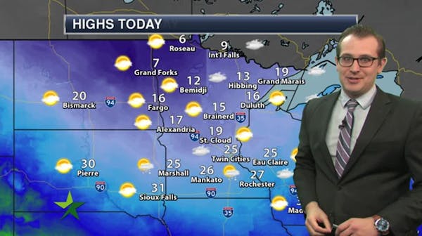 Afternoon forecast: Mostly sunny, getting colder; high 25