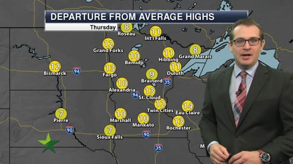 Morning forecast: Mostly cloudy and mild; high 36