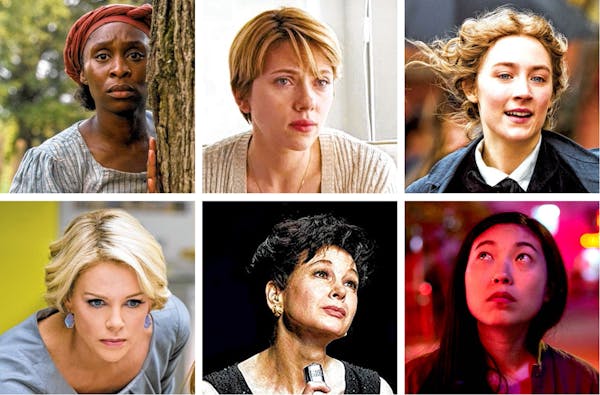 Best actress nominees Cynthia Erivo, Scarlett Johansson, Saoirse Ronan, Charlize Theron and Renee Zellweger. Awkwafina missed the cut.