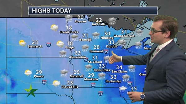 Afternoon forecast: Snow, 3 to 5 inches; high 33