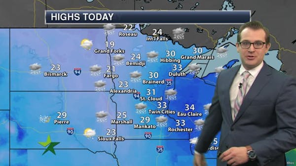 Morning forecast: Snow, 3 to 5 inches; high 33