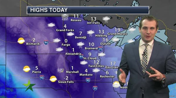 Afternoon forecast: Mostly cloudy, high 12