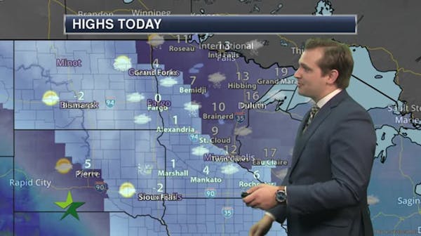 Morning forecast: Mostly cloudy, high 12