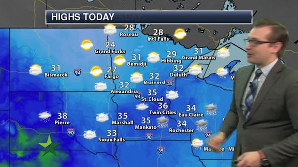 Morning forecast: Cloudy and warmer, high 36