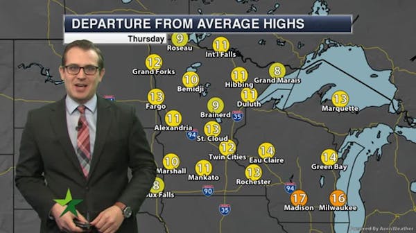 Afternoon forecast: Mostly cloudy and mild; high 36