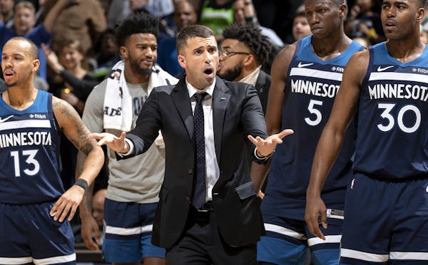 In a December 30 game, Timberwolves coach Ryan Saunders disputed a call against the Brooklyn Nets at Target Center.