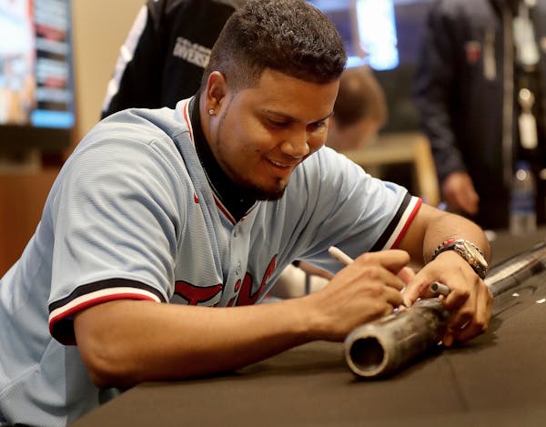 Twins infielder Luis Arraez signed autographs during TwinsFest 2020 on Friday