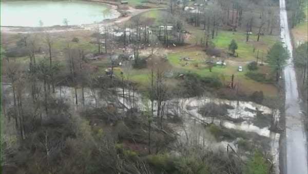 Drone footage shows tornado damage in Louisiana