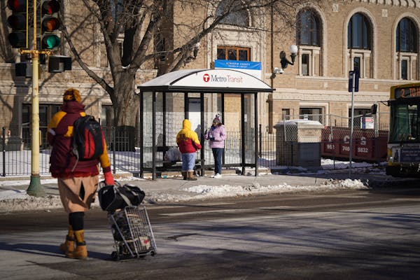 A replaced bus stop on E. Franklin Avenue in Minneapolis. Metro Transit has replaced 12,000 bus stop signs and added more than 130 new shelters across
