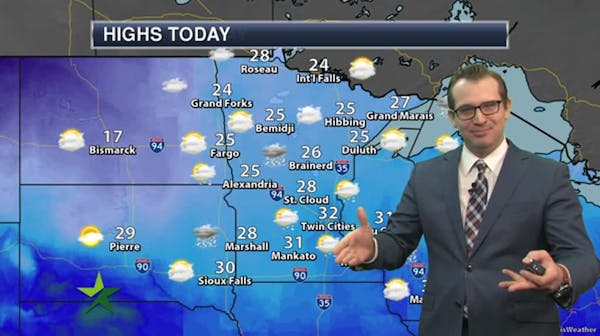 Morning forecast: Mostly cloudy, high 32; more snow this evening