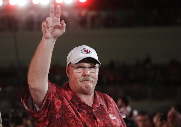 Kansas City Chiefs head coach Andy Reid arrives for Opening Night for the NFL Super Bowl 54 football game Monday, Jan. 27, 2020, at Marlins Park in Mi